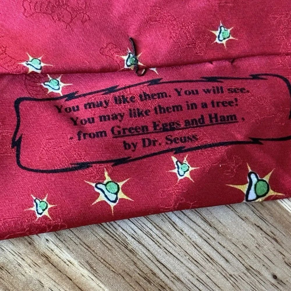 VTG 2 Dr Seuss Ties 100% Silk Green Eggs & Ham Halloween Pumpkin Holiday Costume